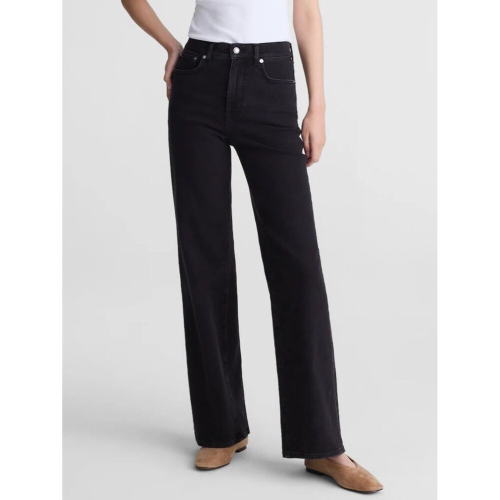 Madewell Black Wide Leg Jeans NWT Size 25P High Rise Full Length